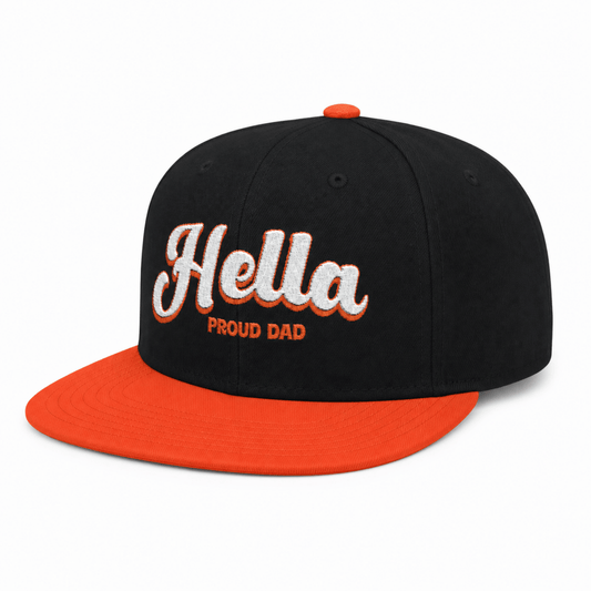 w8v clothing Hats > Baseball Caps > Snapback Hats Hella Proud Dad Black Orange Snapback Hella Proud Dad Snapback | Black & Orange Hat | W8V
