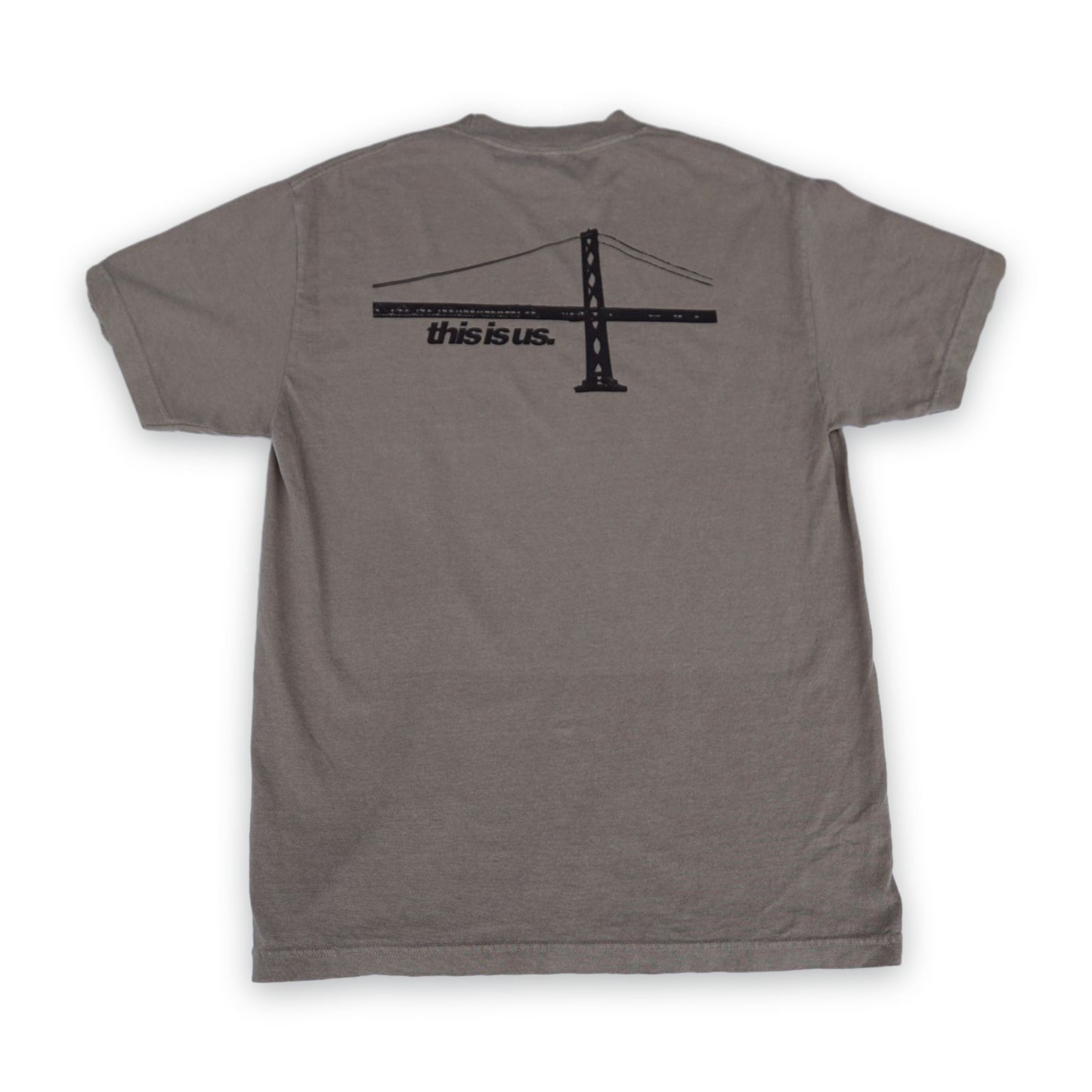 Bay Area This Is Us Shirt Back View Flat Lay Off Brown