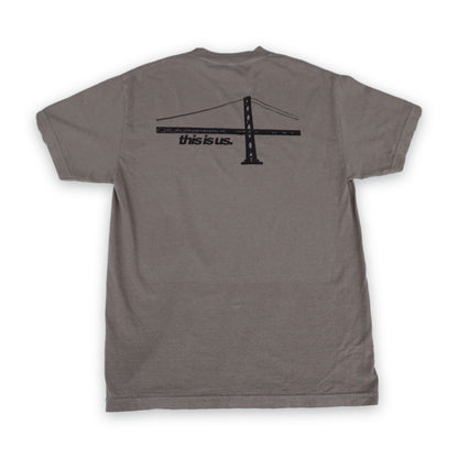 Bay Area This Is Us Shirt Back View Flat Lay Off Brown