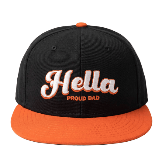 w8v clothing Hats > Baseball Caps > Snapback Hats Hella Proud Dad Black Orange Snapback Hella Proud Dad Snapback | Black & Orange Hat | W8V